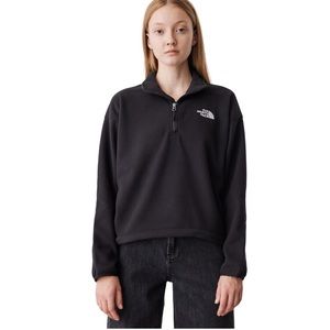 The North Face Womens TKA Kataka Half Zip Fleece Crop Pullover Black Size Medium